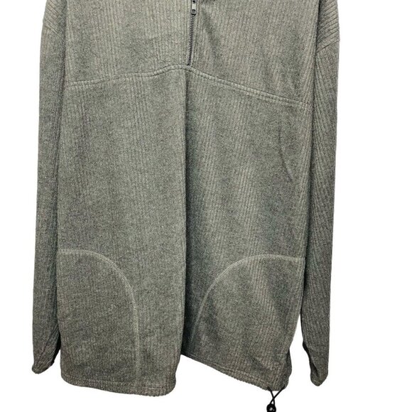 Mens Pullover Fleece Top Gray Sweatshirt Size Large Drawstring Hem u - Picture 3 of 6